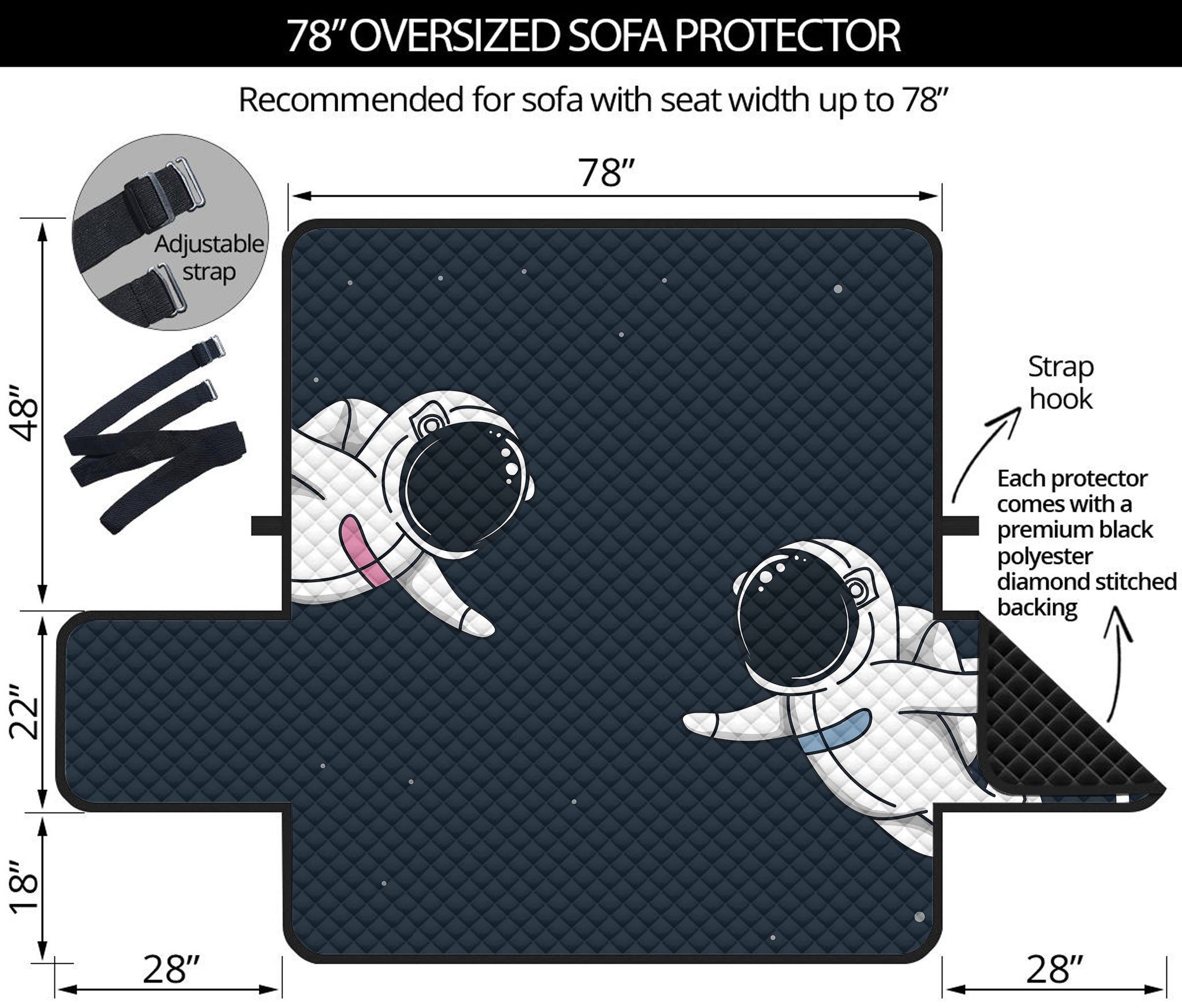 Astronaut Couple In Space Print Oversized Sofa Protector