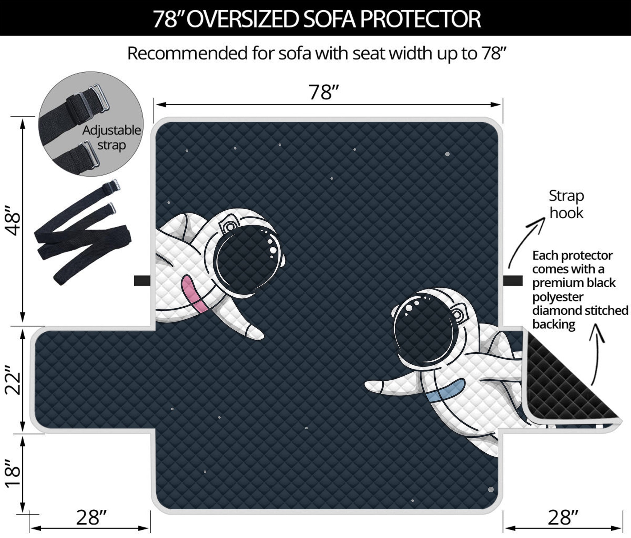 Astronaut Couple In Space Print Oversized Sofa Protector