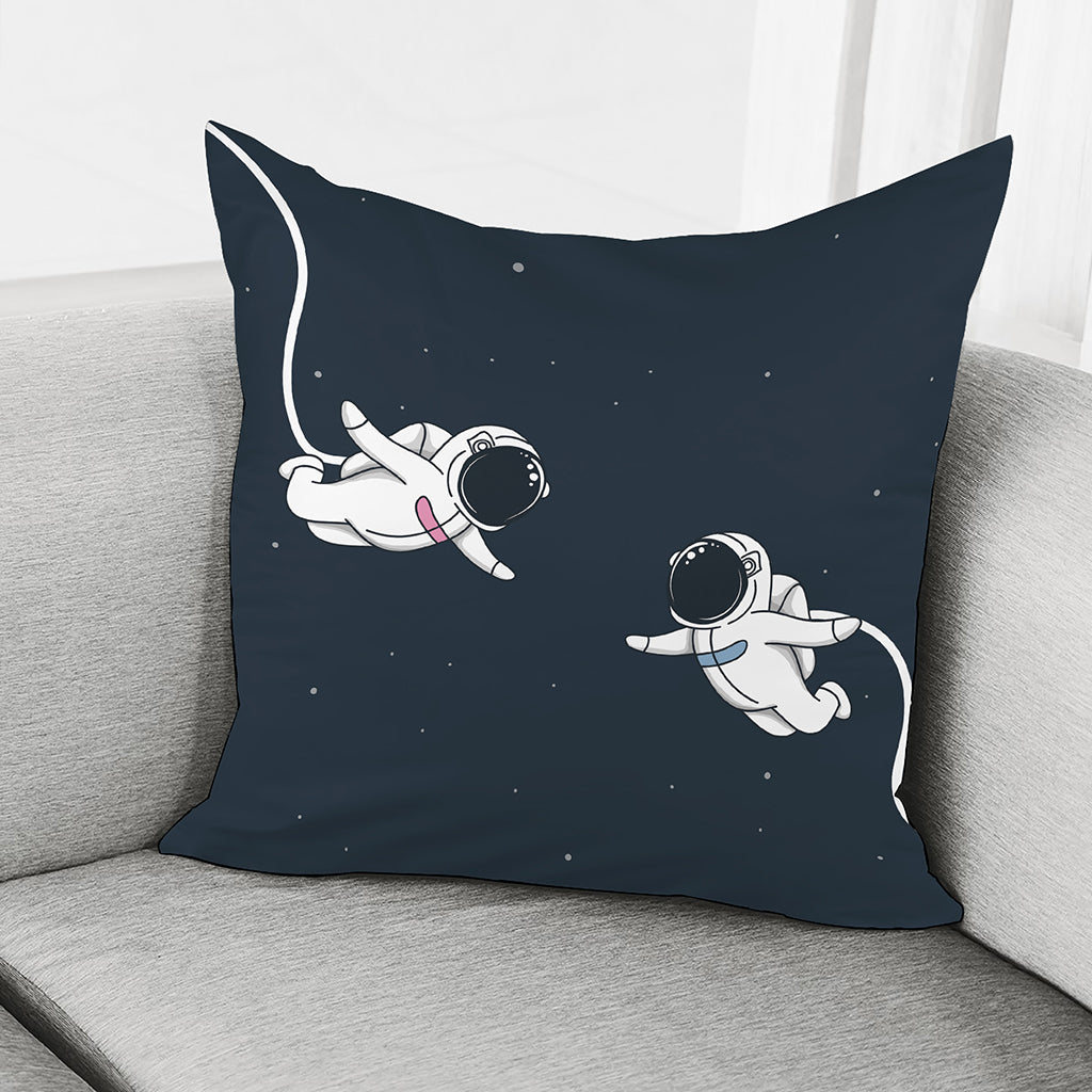 Astronaut Couple In Space Print Pillow Cover