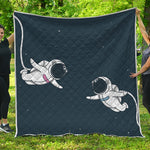 Astronaut Couple In Space Print Quilt