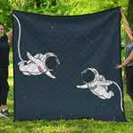 Astronaut Couple In Space Print Quilt