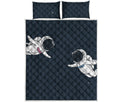 Astronaut Couple In Space Print Quilt Bed Set