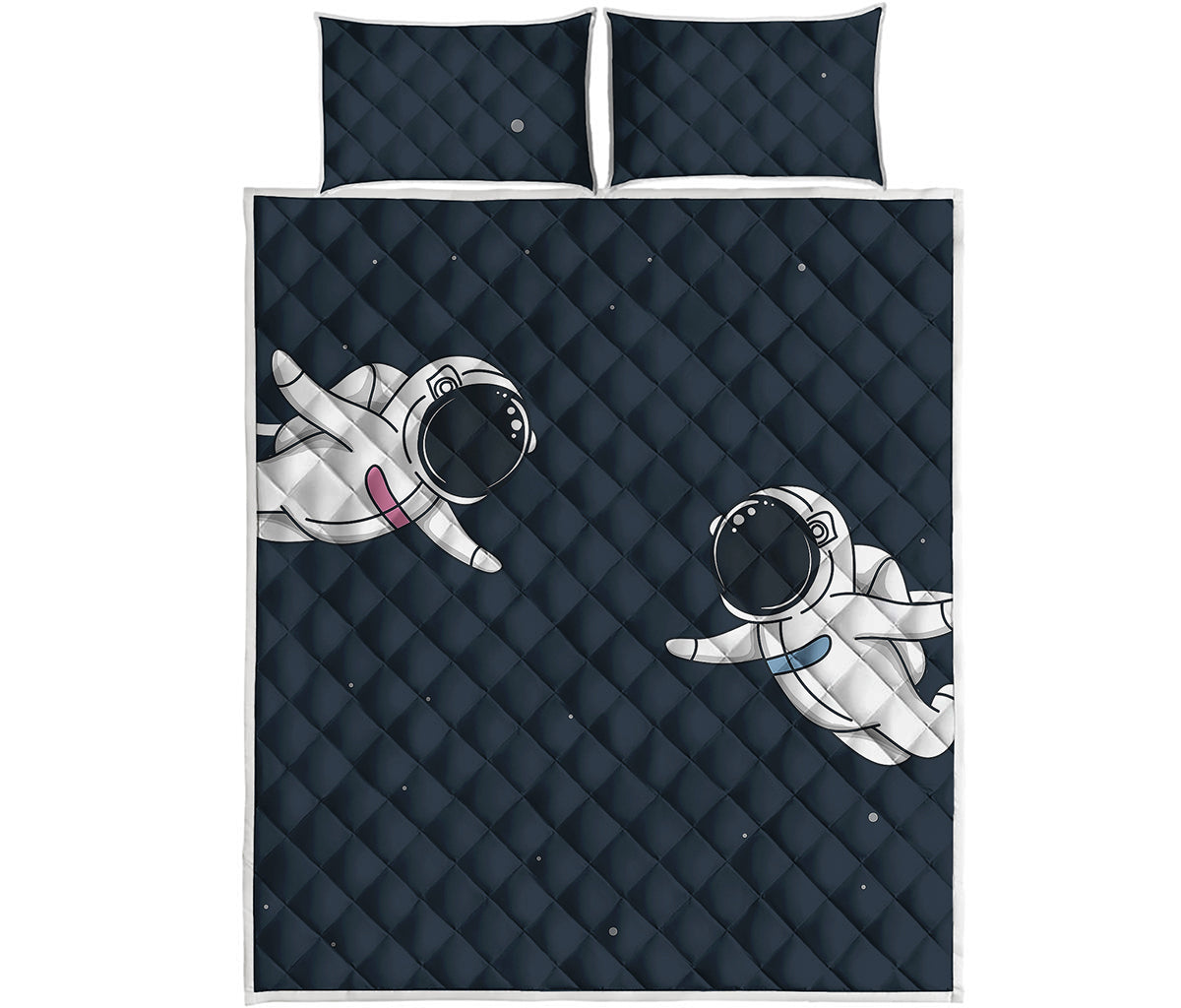 Astronaut Couple In Space Print Quilt Bed Set