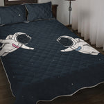 Astronaut Couple In Space Print Quilt Bed Set