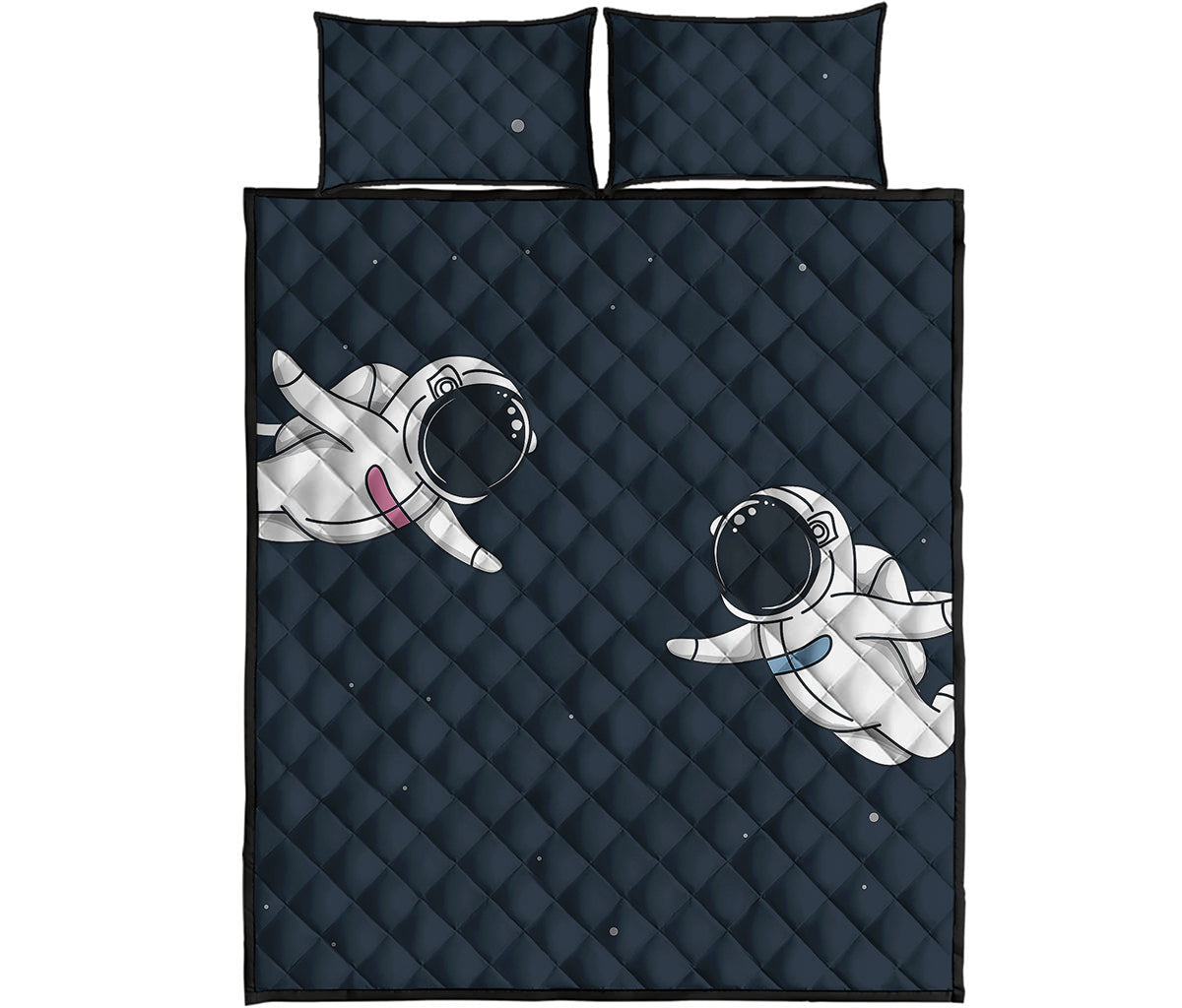 Astronaut Couple In Space Print Quilt Bed Set