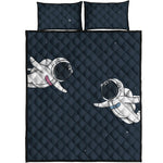 Astronaut Couple In Space Print Quilt Bed Set