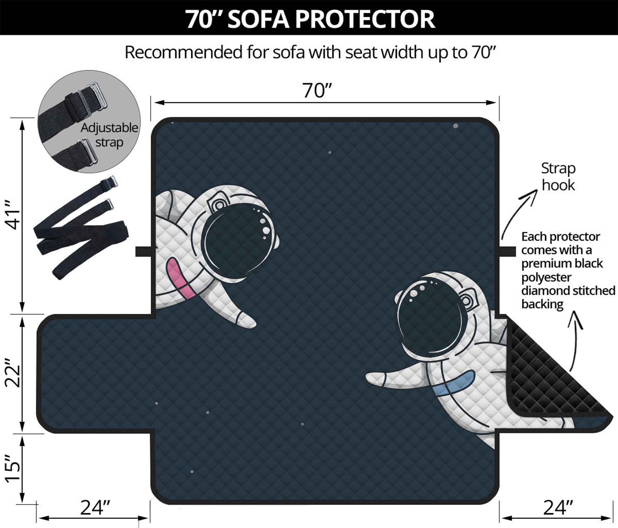 Astronaut Couple In Space Print Sofa Protector