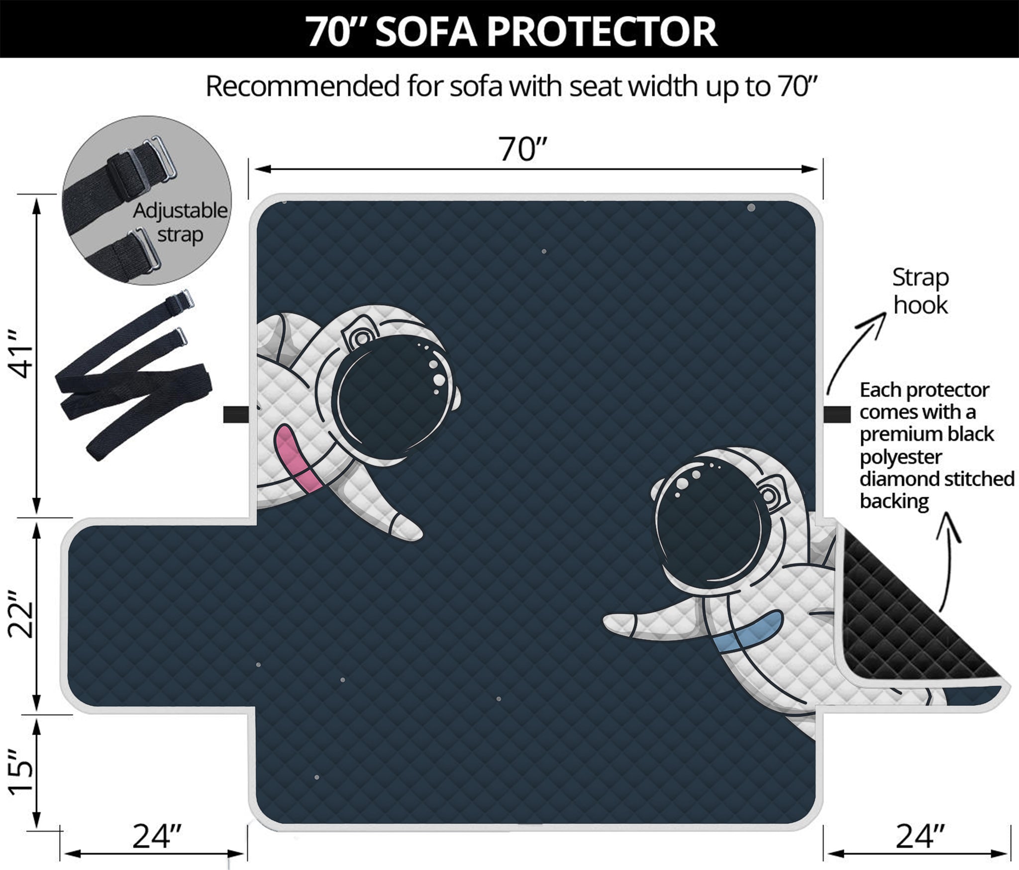 Astronaut Couple In Space Print Sofa Protector