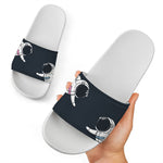 Astronaut Couple In Space Print White Slide Sandals