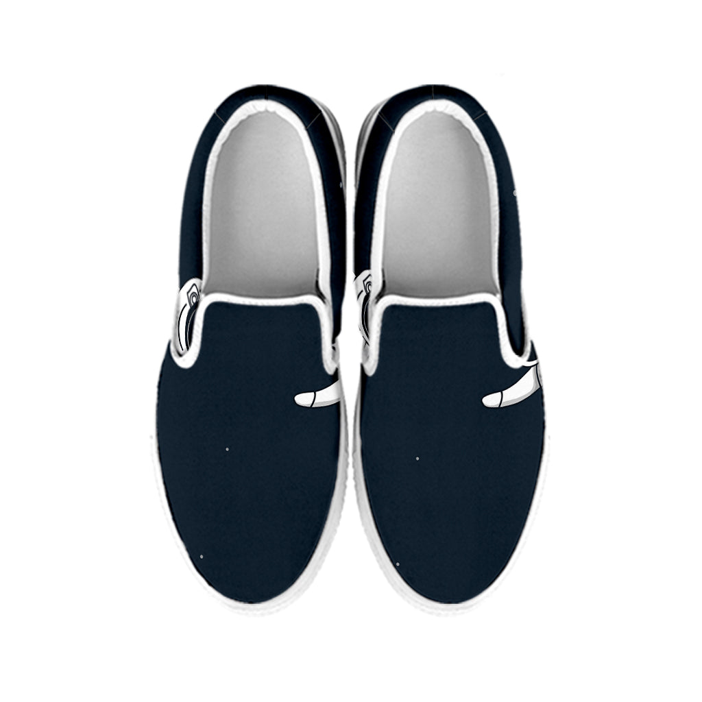 Astronaut Couple In Space Print White Slip On Shoes