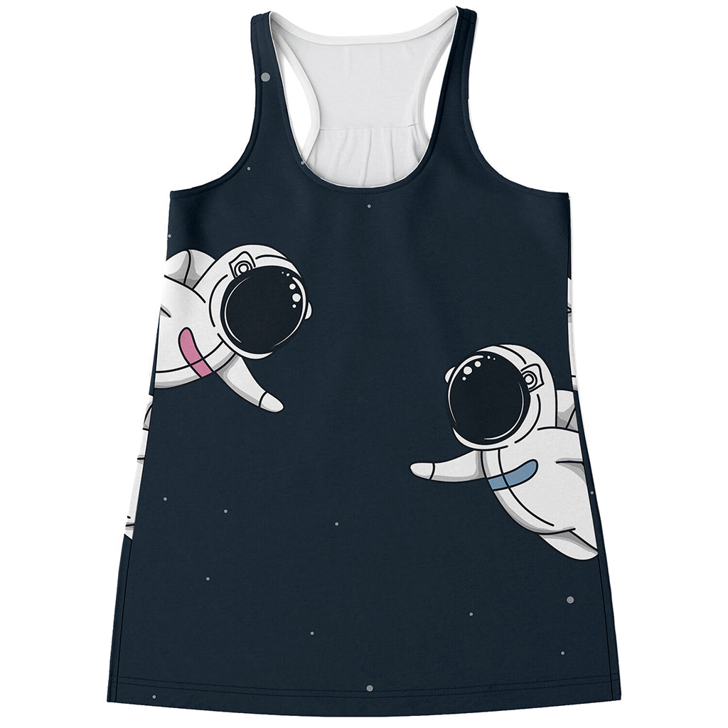 Astronaut Couple In Space Print Women's Racerback Tank Top