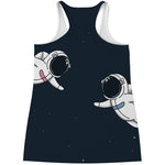 Astronaut Couple In Space Print Women's Racerback Tank Top