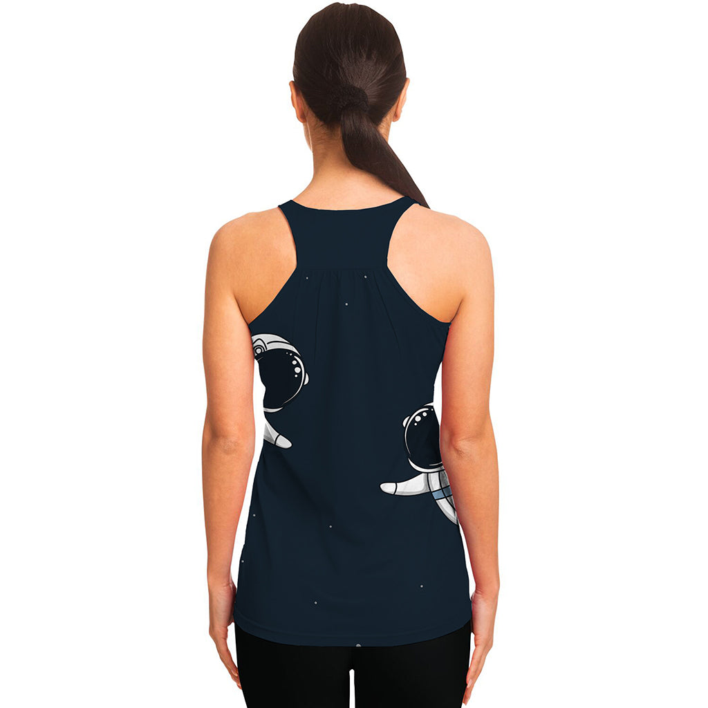 Astronaut Couple In Space Print Women's Racerback Tank Top