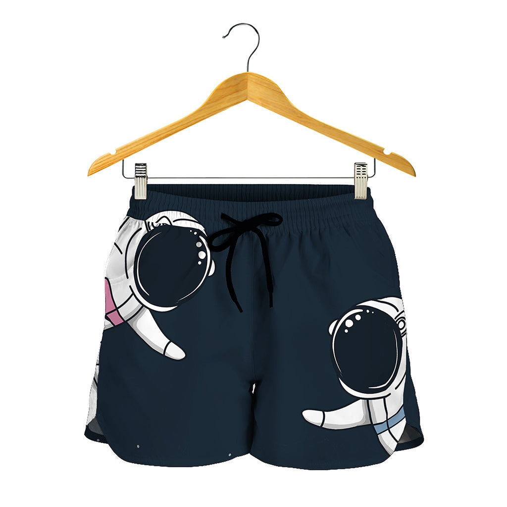 Astronaut Couple In Space Print Women's Shorts