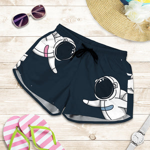 Astronaut Couple In Space Print Women's Shorts