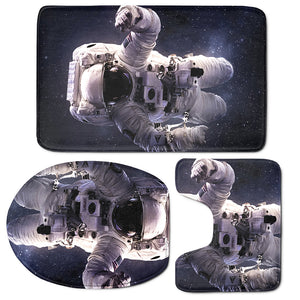 Astronaut Floating In Outer Space Print 3 Piece Bath Mat Set