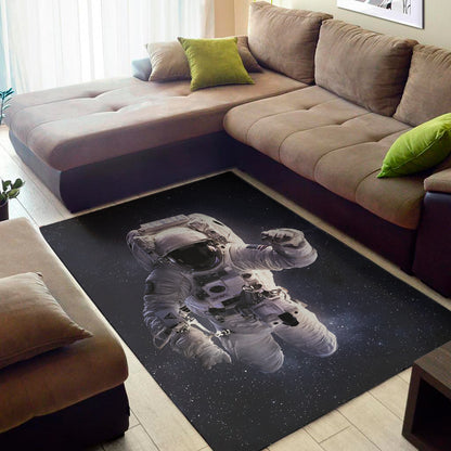Astronaut Floating In Outer Space Print Area Rug