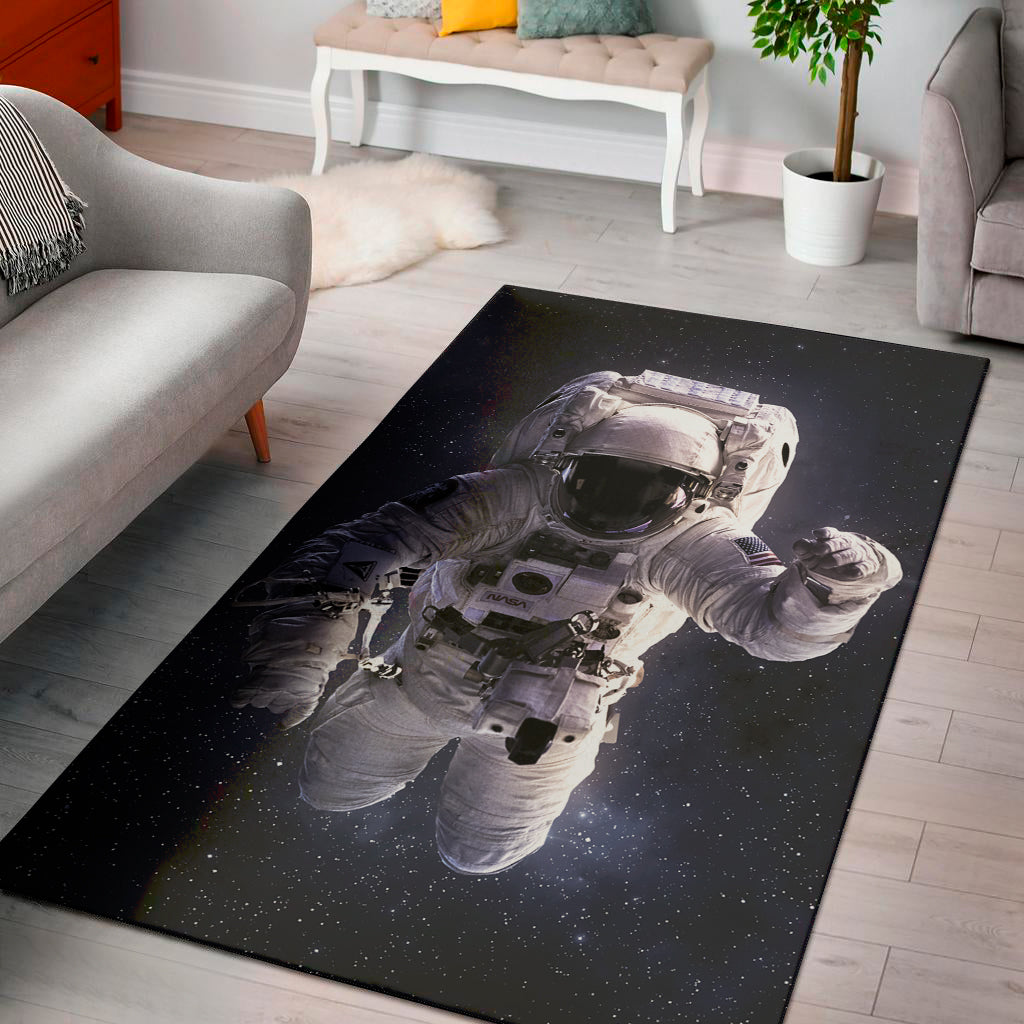 Astronaut Floating In Outer Space Print Area Rug