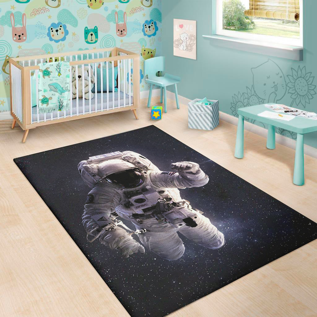 Astronaut Floating In Outer Space Print Area Rug