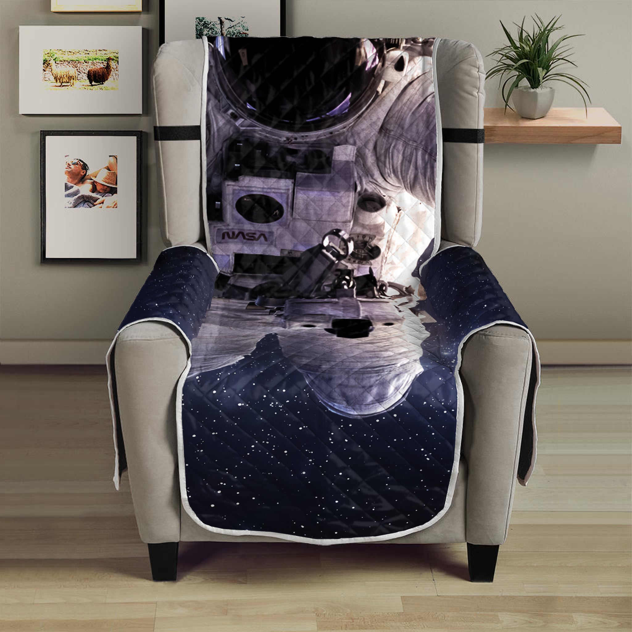 Astronaut Floating In Outer Space Print Armchair Protector