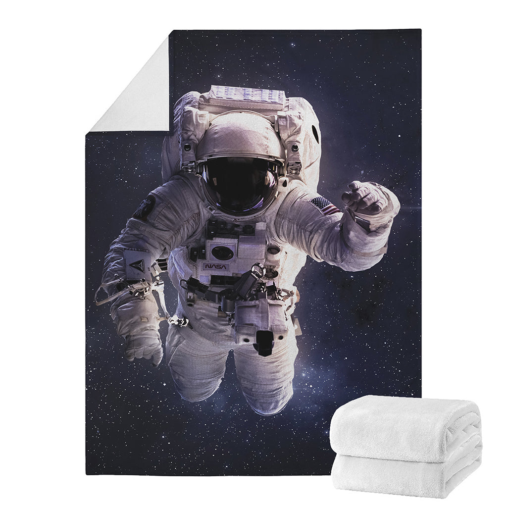 Astronaut Floating In Outer Space Print Blanket