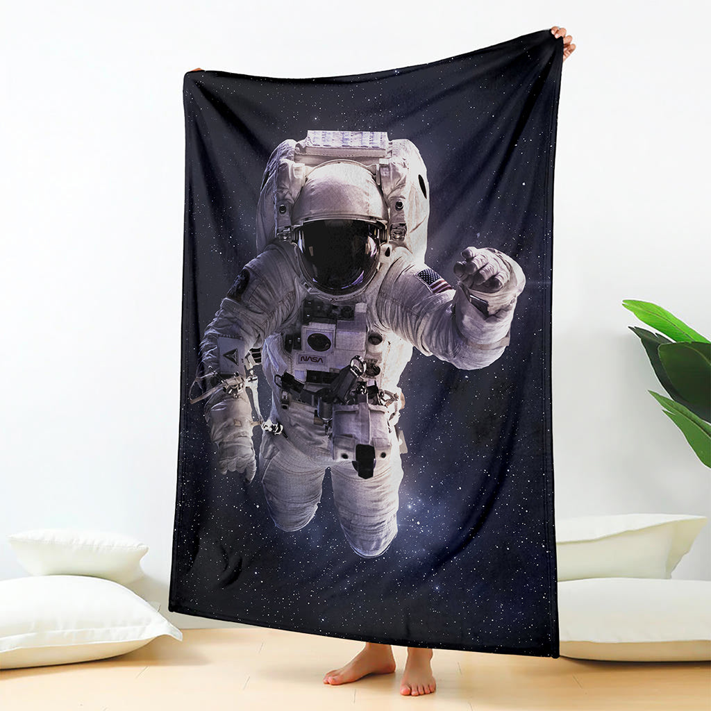 Astronaut Floating In Outer Space Print Blanket