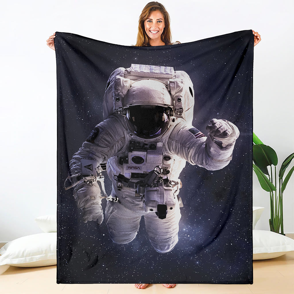 Astronaut Floating In Outer Space Print Blanket