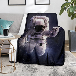 Astronaut Floating In Outer Space Print Blanket