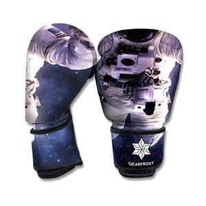 Astronaut Floating In Outer Space Print Boxing Gloves