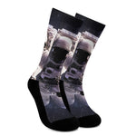 Astronaut Floating In Outer Space Print Crew Socks