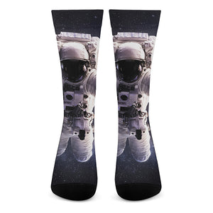 Astronaut Floating In Outer Space Print Crew Socks