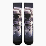 Astronaut Floating In Outer Space Print Crew Socks