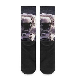 Astronaut Floating In Outer Space Print Crew Socks