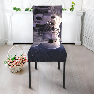 Astronaut Floating In Outer Space Print Dining Chair Slipcover