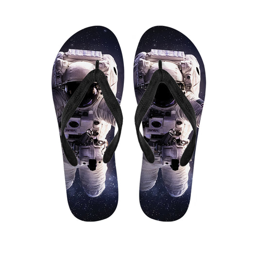 Astronaut Floating In Outer Space Print Flip Flops