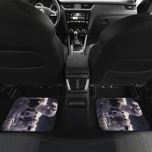 Astronaut Floating In Outer Space Print Front and Back Car Floor Mats