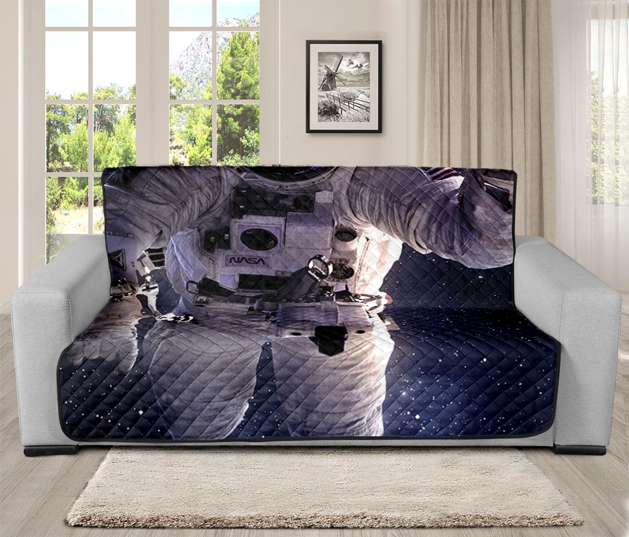 Astronaut Floating In Outer Space Print Futon Protector