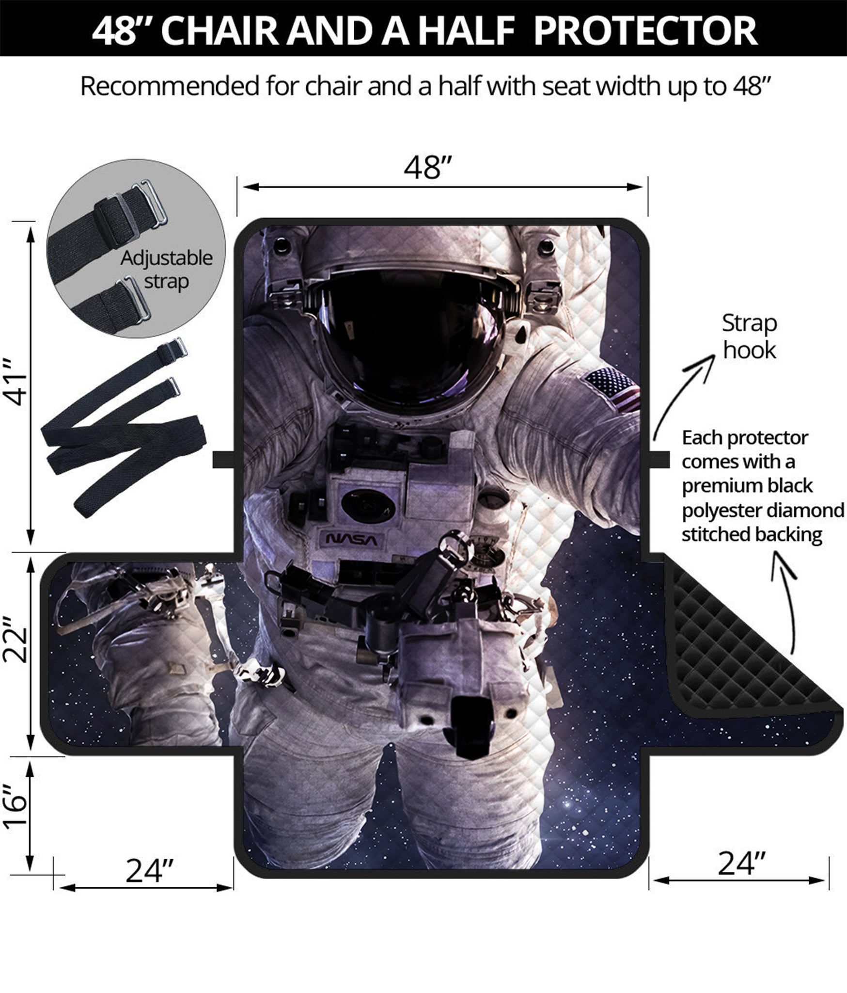 Astronaut Floating In Outer Space Print Half Sofa Protector