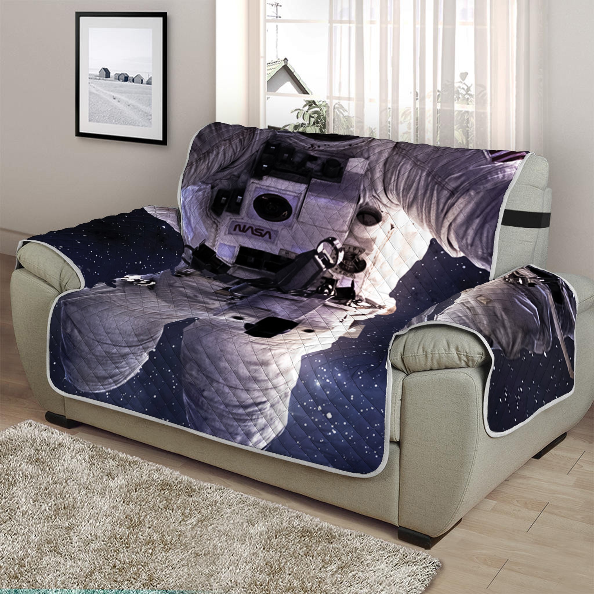 Astronaut Floating In Outer Space Print Half Sofa Protector