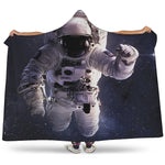 Astronaut Floating In Outer Space Print Hooded Blanket