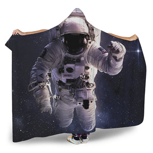 Astronaut Floating In Outer Space Print Hooded Blanket