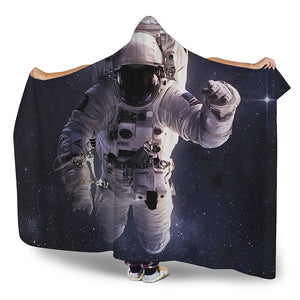 Astronaut Floating In Outer Space Print Hooded Blanket