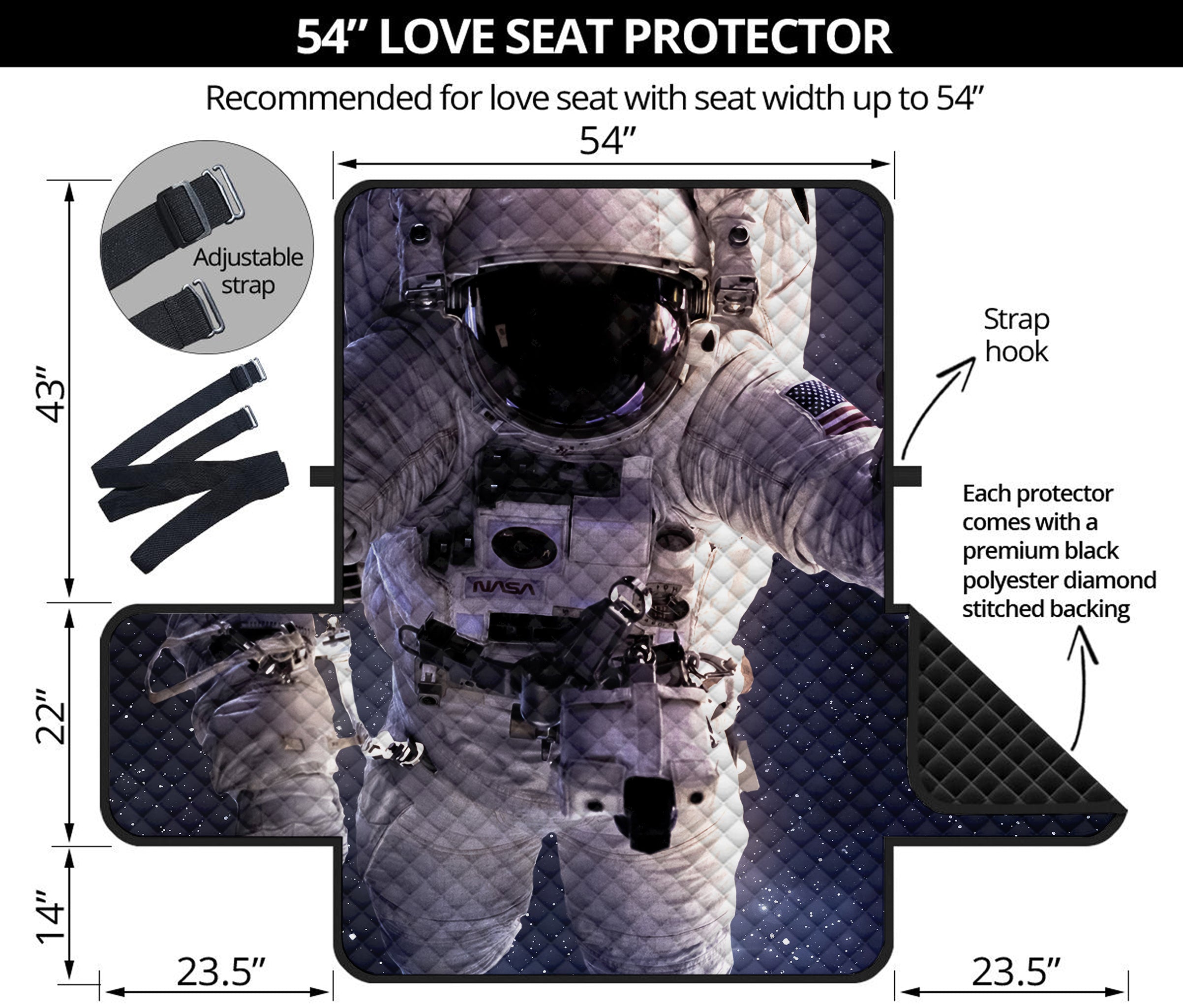 Astronaut Floating In Outer Space Print Loveseat Protector