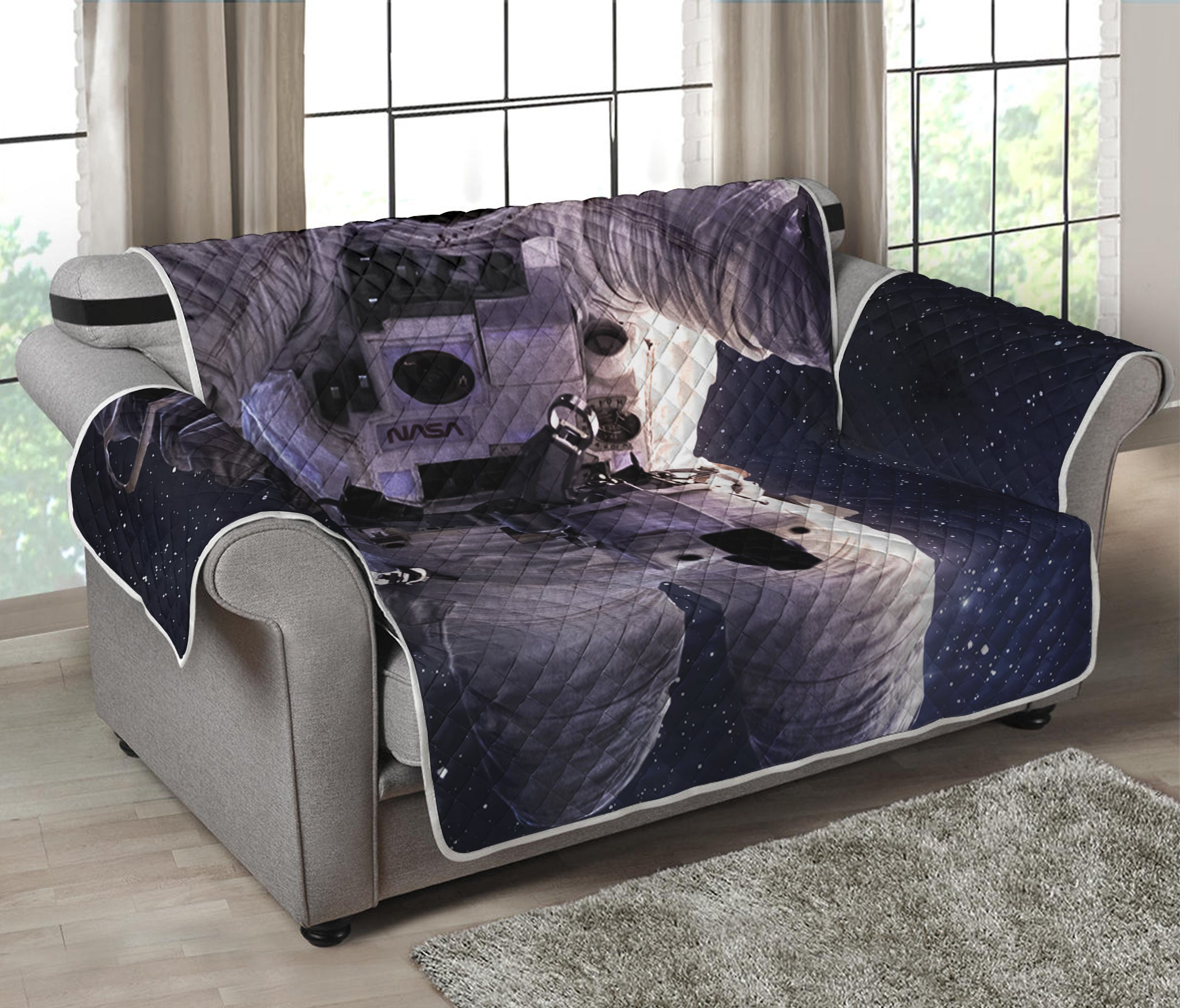 Astronaut Floating In Outer Space Print Loveseat Protector