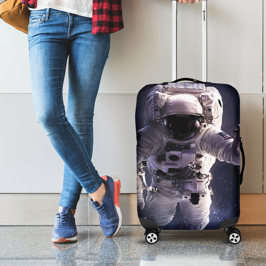 Astronaut Floating In Outer Space Print Luggage Cover