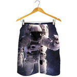 Astronaut Floating In Outer Space Print Men's Shorts