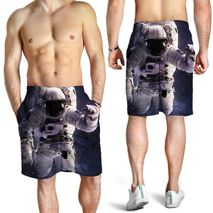 Astronaut Floating In Outer Space Print Men's Shorts