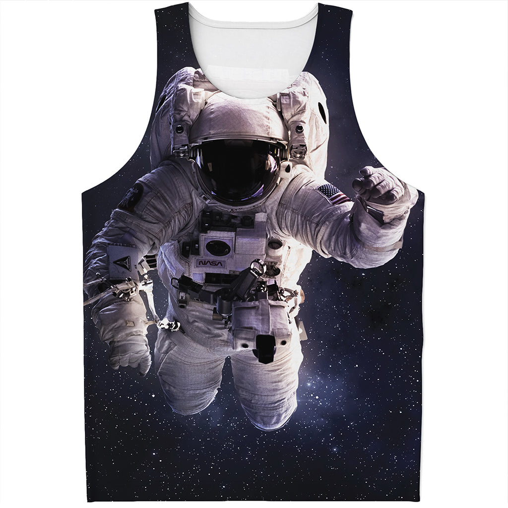 Astronaut Floating In Outer Space Print Men's Tank Top