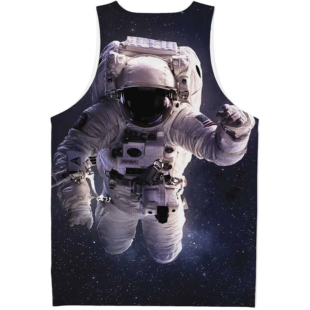 Astronaut Floating In Outer Space Print Men's Tank Top