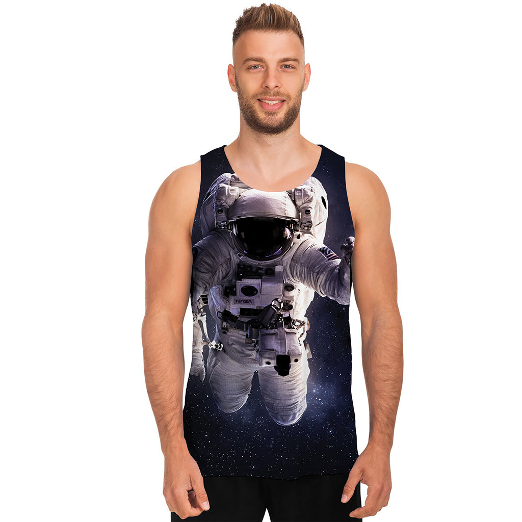 Astronaut Floating In Outer Space Print Men's Tank Top